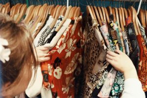 browsing second-hand clothes